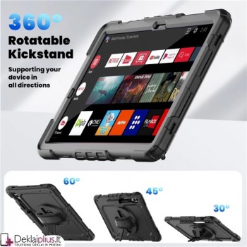 Smūgiams atsparus 360 dėklas su dirželiu (Samsung Tab S9 Fe Plus (SM-x610-x616B)